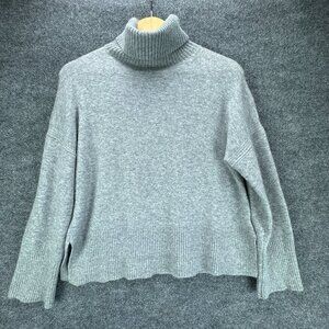 J Crew Sweater Womens Small‎ Gray Pullover Turtleneck Merino Wool Alpaca Blend